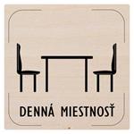 Ceduľka na dvere - Denná miestnosť - piktogram, drevená tabuľka, 80 x 80 mm