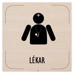 Ceduľka na dvere - Lekár - piktogram, drevená tabuľka, 80 x 80 mm