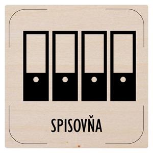 Ceduľka na dvere - Spisovňa - piktogram, drevená tabuľka, 80 x 80 mm