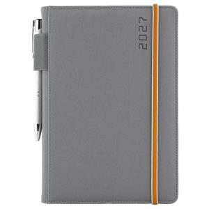 Diár AMOS týždenný A5 2027 slovenský - sivá/oranžová gumička