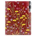 Diár DESIGN denný A4 2025 - bordová -  Lúka