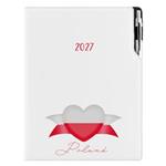 Diár DESIGN denný A4 2027 - biela - Poľsko - vlajka