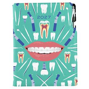 Diár DESIGN denný A4 2027 český - mätová - zubár