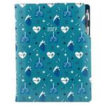 Diár DESIGN denný  A4 2027 český - tyrkysová- Doktor - srdce