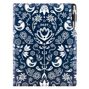 Diár DESIGN denný A4 2027 - modrá - Folk