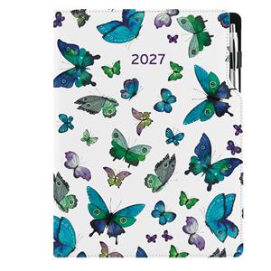 Diár DESIGN denný A4 2027 - Motýle modré