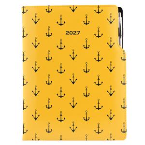 Diár DESIGN denný A4 2027 - žltá - Námorník - kotvy