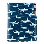 Diár DESIGN denný  A5 2027 slovenský - modrá - lietadlá