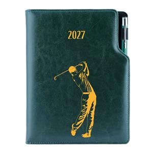 Diár DESIGN denný B6 2027 český - zelená - Golf muž