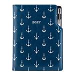 Diár DESIGN denný B6 2027 - modrá - Námorník - kotvy
