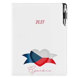 Diár DESIGN týždenný A4 2027 - biela - Česko - vlajka