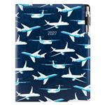 Diár DESIGN týždenný  A4 2027 český - modrá - lietadlá