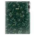 Diár DESIGN týždenný A4 2027 - zelená - Kvety