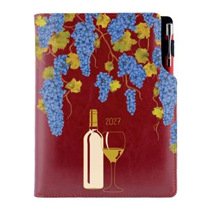 Diár DESIGN týždenný B5 2027 český - bordová - Víno