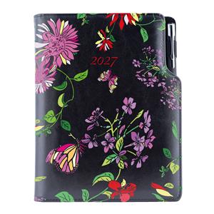 Diár DESIGN týždenný B5 2027 - čierna - Kvety