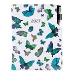 Diár DESIGN týždenný B6 2027 - Motýle modré