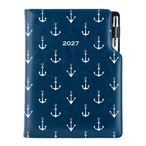 Diár DESIGN týždenný špeciál A5 2027 - modrá - Námorník - kotvy
