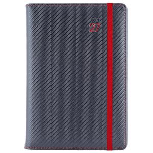 Diár ELASTIC denný B6 2027 - grafit/červená gumička