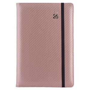 Diár ELASTIC týždenný A5 2026 - púdrová/čierna gumička