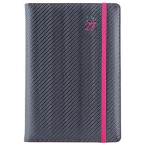 Diár ELASTIC týždenný A5 2027 slovenský - grafit/magenta gumička