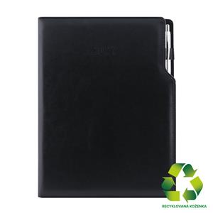 Diár GEP s perom denný A4 2027 - čierna/čierne vnútro - recyklovaná koženka