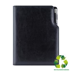 Diár GEP s perom týždenný A5 2027 slovenský - čierna/čierne vnútro - recyklovaná koženka