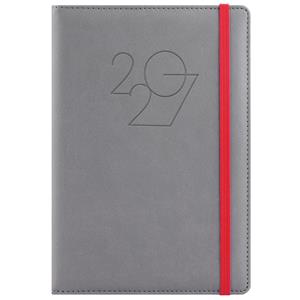 Diár POLY týždenný A5 2027 slovenský - sivá/červená gumička
