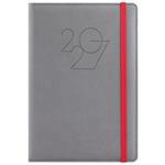 Diár POLY týždenný špeciál A5 2027 - sivá/červená gumička
