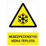 Nebezpečenstvo, nízka teplota  - bezpečnostná tabuľka, samolepka A4
