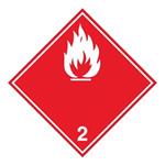 Nebezpečenstvo požiaru horľavé plyny č.2  biely symbol, plast 1 mm,100x100 mm