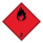 Nebezpečenstvo požiaru horľavé plyny č.2  čierny symbol, plast 2 mm,100x100 mm