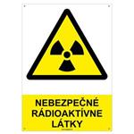 Nebezpečenstvo, rádioaktívne látky  - bezpečnostná tabuľka s dierkami, plast 2 mm - A4