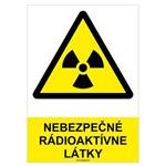Nebezpečenstvo, rádioaktívne látky  - bezpečnostná tabuľka, samolepka A4