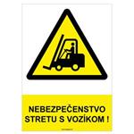 Nebezpečenstvo stretu s vozíkom!  - bezpečnostná tabuľka, samolepka A4