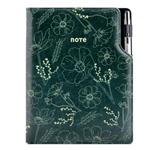 Notes - zápisník DESIGN B5 čistý - zelená - kvety