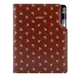 Notes - zápisník DESIGN B6 linajkový  - bordová - kvety
