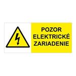 Pozor Elektrické zariadenie! - bezpečnostná tabuľka, plast 0,5 mm, 90 x 40 mm 