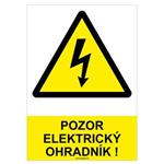 Pozor, elektrický ohradník!  - bezpečnostná tabuľka, samolepka A4