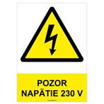 Pozor, napätie 230 V  - bezpečnostná tabuľka, samolepka A4
