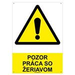 Pozor, práca so žeriavom  - bezpečnostná tabuľka s dierkami, plast 2 mm - A4