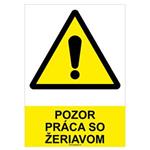 Pozor, práca so žeriavom  - bezpečnostná tabuľka, samolepka A4