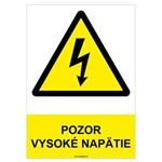 Pozor, vysoké napätie  - bezpečnostná tabuľka, samolepka A4