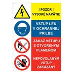 Pozor vysoké napätie-Zákaz vstupu-Nepovolaným vstup zakázaný, kombinácia,plast 1mm,148x210mm