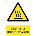 Výstraha! Horúci povrch  - bezpečnostná tabuľka s dierkami, plast 2 mm - A4