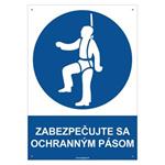 
Zabezpečujte sa ochranným pásom - bezpečnostná tabuľka s dierkami, plast 2 mm - A4 
