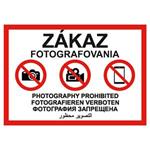 Zákaz fotografovania -  bezpečnostná tabuľka , plast A4 0,5mm