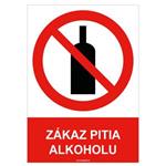 Zákaz pitia alkoholu   - bezpečnostná tabuľka , samolepka A5